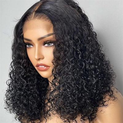 China Swiss Lace BOB Style 4*4 Curly Hair Wig Pre-Plucked Transparent Wholesale Brazilian Hair For Women for sale