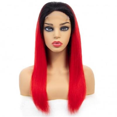 China Factory Wholesale 360 ​​Lace Front Wig Ombre Color 1B/Red Wig Natural Hair China Quality Straight Hair Manufacture for sale