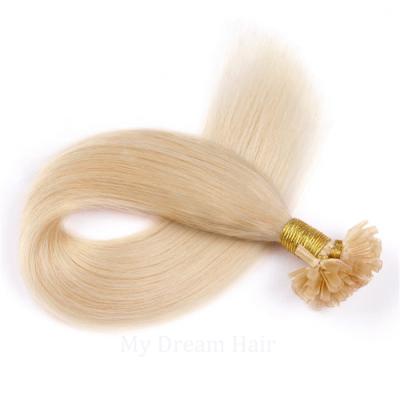 China 613# u tip keratin hair extensions 100% luxury straight raw remy hair double pulled hair extensions for sale