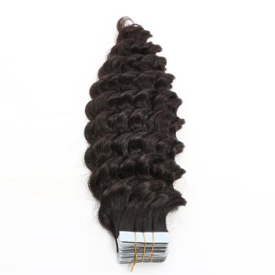 China Luxury Deep Wave Tape In Hair Extensions 100% Factory Price Tape Hair Extensions Hair Extensions for sale