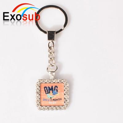 China Eco - Friendly Metal Pendant Blank Key Chain Sublimation Key Chain With Diamond for sale