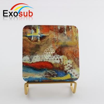 China DYE Sublimation MDF Sustainable Empty Square Coaster With Cork Back for sale