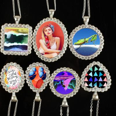 China Blank Romantic Square Sublimation Metal Necklace Pendant For DIY Printing for sale