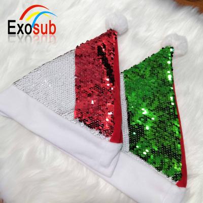 China Eco Friendly New Arrival Sublimation Sequin Christmas Hat For Christmas Holidays for sale