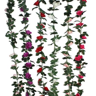 China Wholesale Handmade Rattan Wedding Home Vine Ivy Silk Artificial Roses Flowers Factory Event Decoration Gift Wall Hanging Fake For Wedding Home Decor for sale