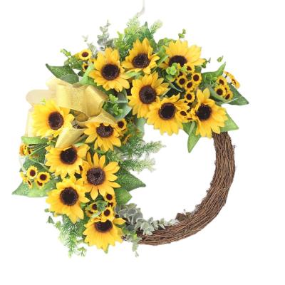 China Home Decoration Flower Rattan Wire Wreath Felt Circle Fake Floral Marigold Garland For The Indian Wedding for sale