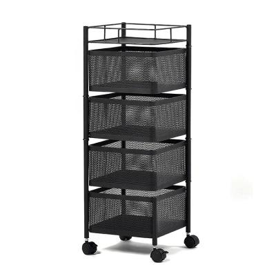 China Multifunction 5 Tier Removable Multi-layer Organizer Drawer Basket Rotating Fruit Holder Vegetable Kitchen Storage Rack for sale