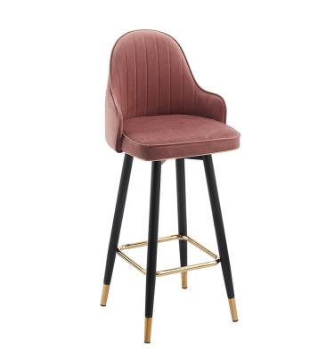 China Modern Luxury Bar Room Furniture Modern Comfortable Leisure Velvet Face Metal Legs Bar Stool Chairs for sale