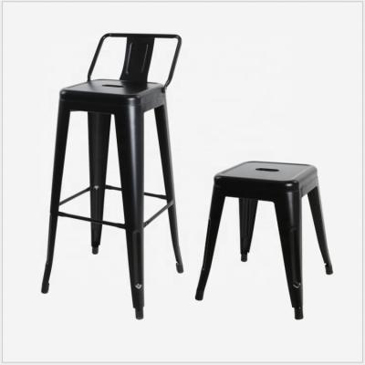 China Modern CheapMetal Steel Cafeteria Bistro High Back Tabouret Bar Stool Dining Chairs for sale