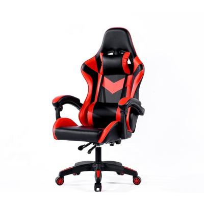 China Adjustable (height) Factory Wholesale Leather Reclining Gamer Chair LED Light Bar Racer Gaming Chair for sale