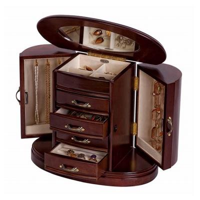 China Europe Large Double Door Design Multi-Drawer Wooden Jewelry Box Drawer Storage Box for sale