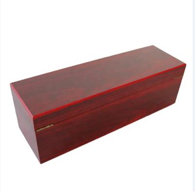 China China Burgundy Color Pine Wood Wine Box With Silk Lining Wooden Packaging Box for sale