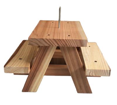 China Sustainable Wooden Squirrel Feeder Picnic Table Squirrel Feeders Large For Outdoor Corn Cob Racks for sale