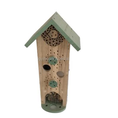 China Sustainable Indoor Wooden Bee House Wooden Bee Hotel Wooden Insect House For Garden for sale