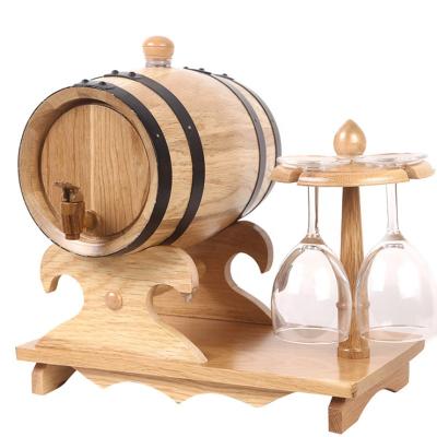 China Newest Wine Barrel Design Wooden Barrel With 4 Glass Custom Wooden Wine Barrels for sale