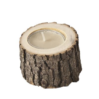 China Home Decor Poplar Wood Tea Light Candle Holders Notes Rustic Wood Candle Holder Hardwood Base for sale