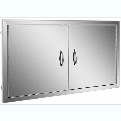 China Access Door 42W X Inch Modern 21H BBQ Door Stainless Steel Double Exterior Kitchen Doors For Commercial BBQ Island Grilling Station for sale