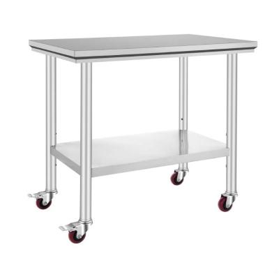 China Stainless Steel Work Table 36x24 Inch With 4 Wheels Commercial Food Prep Work Table With Casters Heavy Duty Work Table for sale