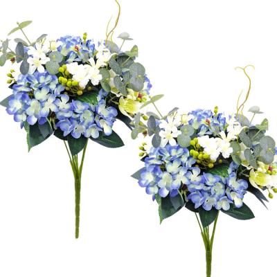 China Rose Garland Vine China Artificial Hydrangea Flowers Bridal Flower Bouquet For Home Table Centerpieces Wedding Silk Flower Hydrangea Hand Clusters for sale