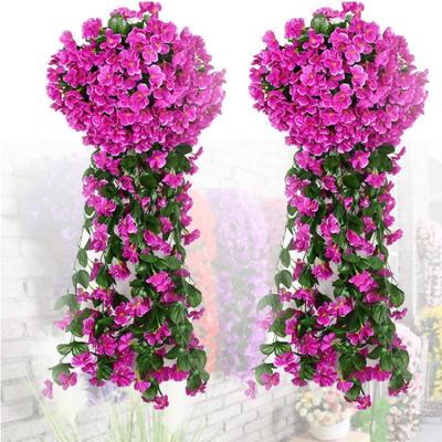 China Artificial Flowers For Wall Artificial Wisteria Vine Flower Lily Violet 90cm Violet Vine Flower Rattan Plastic Party for sale