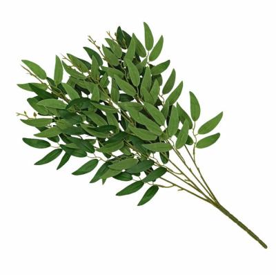 China Environmental Protection Green Artificial Greenery Stems Willow Leaves Bunches For Garden Wedding Deco for sale