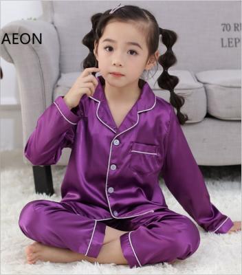 China Good quality QUICK DRY kids satin silk pajamas set girls satin pajamas not see for sale