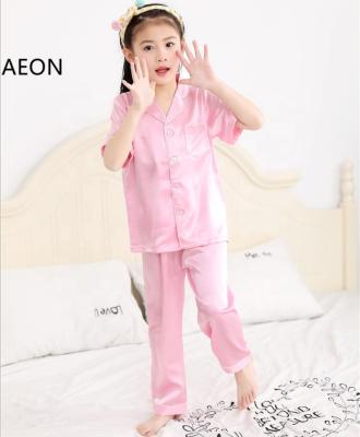 China Pink Toddler Girls Pajamas Girl Satin Long Sleeve QUICK DRY Soft Pajamas Pants Set Sleepwear for sale