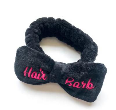 China High Quality Custom Fabric Super Girl Bow Headband With Embroidery Logo Thick Flannel Plush Women Headband For Winter for sale