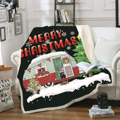 China High Quality Printed Christmas Design Christmas Coral Fleece Plush Thick Throw Blanket For Adults And Kids for sale