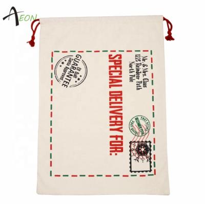 China Christmas Storing 2019 New Santa Sacks Cotton Canvas Bags 100%Cotton Wholesale Christmas Drawstring Bag for sale