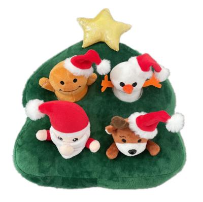 China Christmas Pet 30cm Plush Santa Snowman Elks Plush Toy Interactive and Chewing Motion Pet Toys for sale