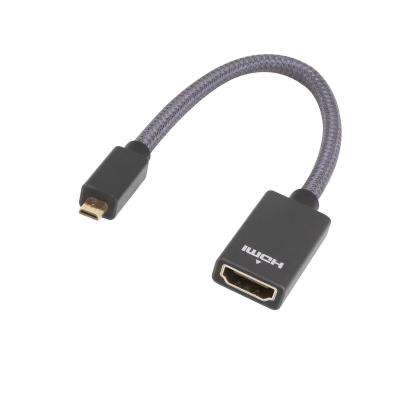 China Camera 0.3m Glod Plated Aluminum Braided Micro HDMI DM To HDMI AF 4K Extension Cable For Cable Computer TV Video Monitor for sale