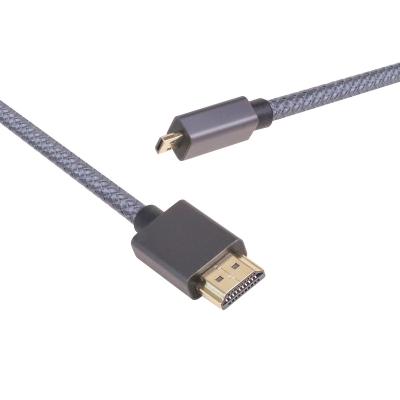 China Micro HDTV Male 2M Aluminum Housing Braided HDMI D to HDMI A Male Cable Gold Plated Black 4k For Digital Cameras, Connector HDTV for sale