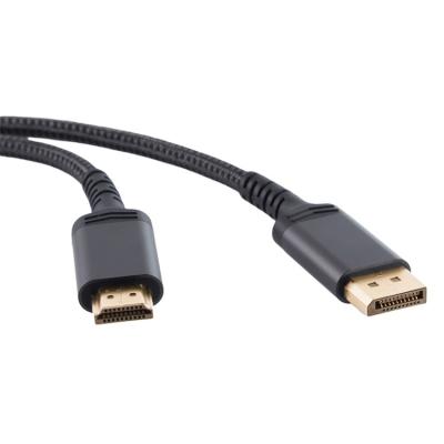 China High Quality HDTV Housing 4K*2K DisplayPort 2m 6.6ft Nylon Braided Aluminum Male To HDMI Male Cable for sale