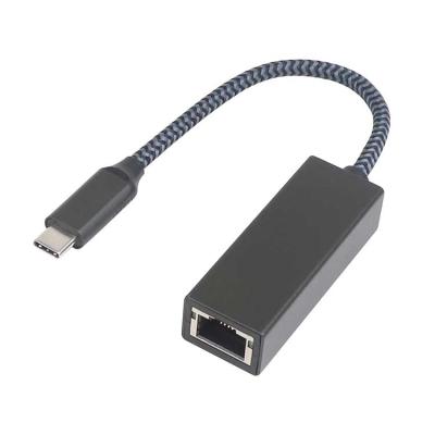 China Laptop Aluminum Housing Braided Type C to USB C rj45 c to LAN Gigabit Ethernet Adapter Network Adapter for sale