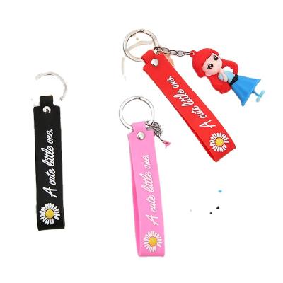 China Lovely Little Girl Durable Soft Key Chain 3D PVC Plastic Key Chain for sale