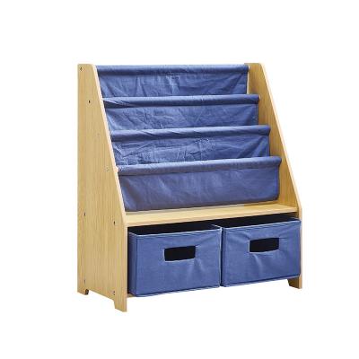 China Modern 4 Drawers Wooden Shelves Two Drawers Classrooms Playrooms Bedroom Toy Storager Organized Book Rack Canvas Flange Shelf for sale