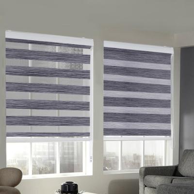 China Light Filtering Hot Selling Day And Night Blind Design Smart Zebra Blind With Wood Look Cloth For Home Or Office for sale