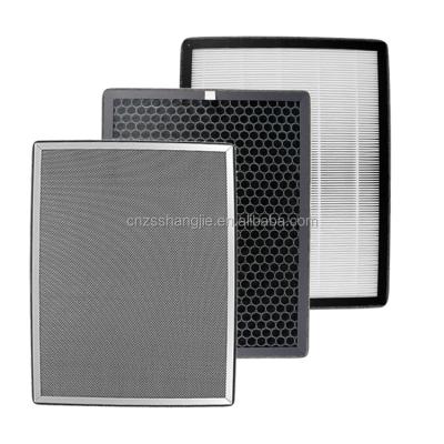 China hotel pm2.5 activated carbon filters 3 in 1 composit filter pp carbon hepa filter air purifier for sale