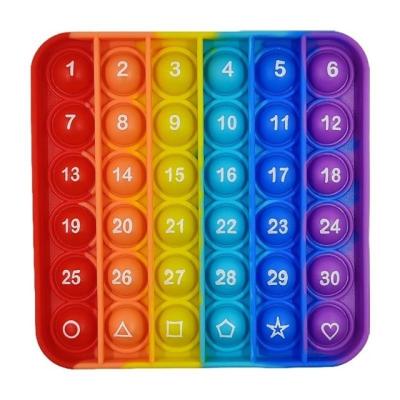 China 20cm Silicone Printing Pinyin Alphabet Number Multiplication Formula Rainbow Puzzle Children's Silicone Toys for sale