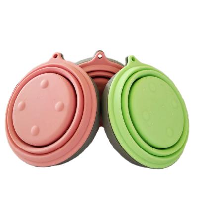 China Outdoor Portable Collapsible Bowl Cover Collapsible Silicone Folding Stocked Collapsible Salad Bowl with Lid for sale