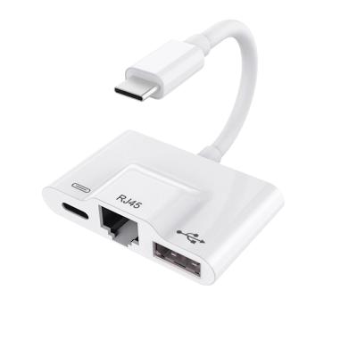 China Type C OTG Adapter USB Ethernet Mobile Phone USB Adapter RJ45 Cable Compatible With Type C Android Phones for sale