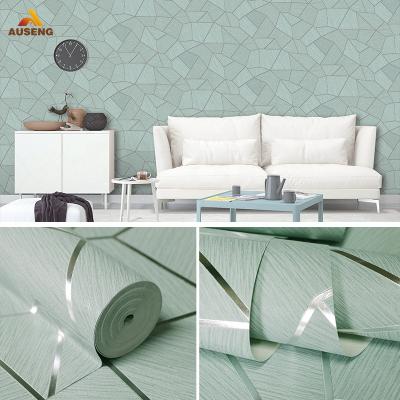 China Hd PVC Metallic Geometric Wallpaper Rolls Hexagon Modern Wholesale Home Decoration Wall Paper For Living Room for sale