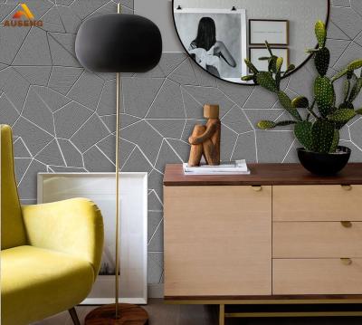 China Modern High Quality Metallic Silver Aluminum Bathinda Cube Luxury Metallic Liquid Wallpaper Roll PVC Metallic Wallpaper Hd for sale