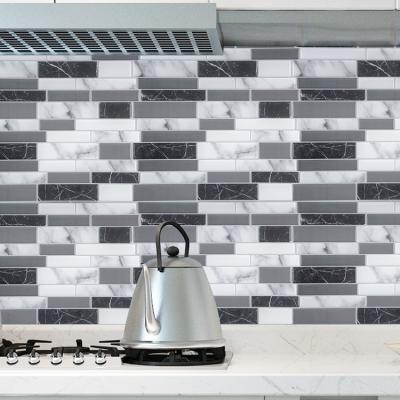 China Modern Underground Tiles 12 Inch 3D Waterproof PU Tile Stickers For Kitchen Backsplash for sale