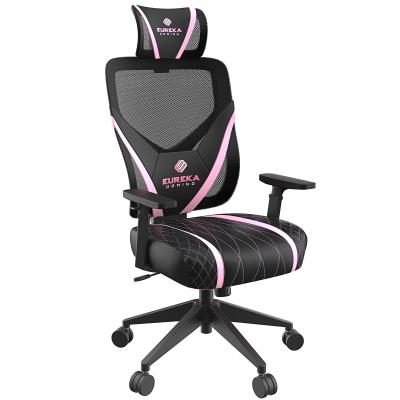 China Wholesale Cheap Ergonomic Director Rotation Pink Mesh Office Design Chair With Adjustable Arms for sale