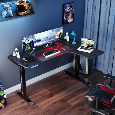 China Eureka (Height) Adjustable Home Intelligently Designed Large Size L Shape Gaming Computer Physical Channels 60 Inch Table Desk With Height Adjusted Function for sale