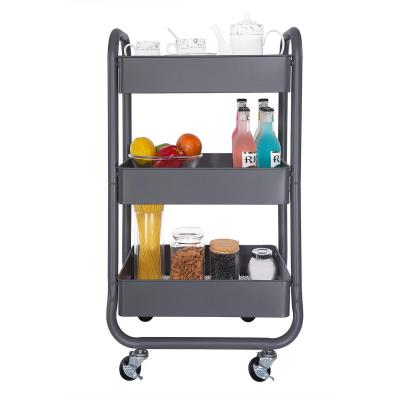 China Strong Wearability Eureka 3 Layer Ergonomic Space Saving Metal Mesh Storage Rolling Cart for sale