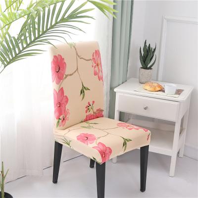 China Elastic Soft Elastic Dining Chair Cover With Printed Flower Pattern, Spandex Banquet Chair Seat Pad Chair Covers for sale