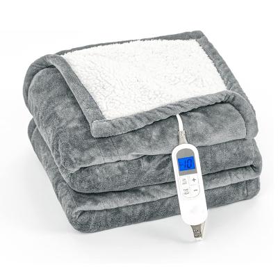 China Flannel Coral Fleece Electric Heated Throw Washable Super Warm Anti-static Super Soft Blanket 60